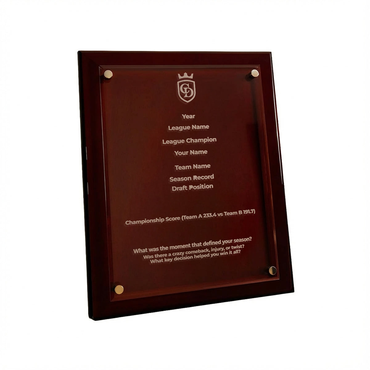 Fantasy Football Champion Plaque | Custom Engraved Acrylic